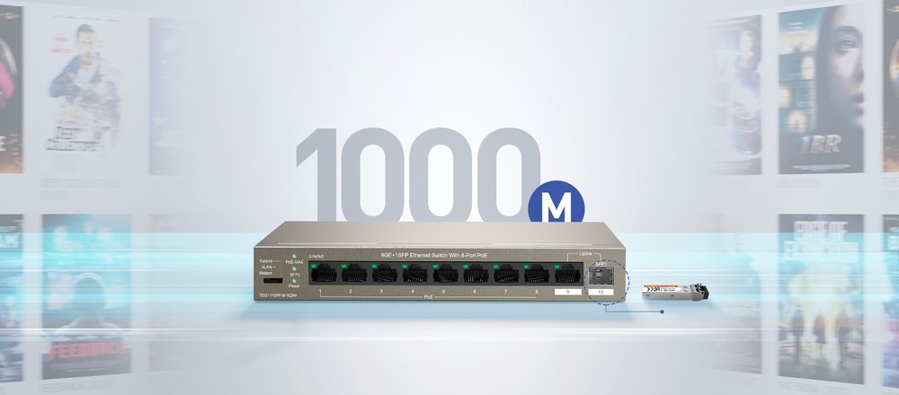 Switch Tenda TEG1110PF-8-102W šedá
