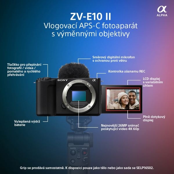 Digitální fotoaparát Sony ZV-E10 II černý CSC fotoaparát Sony ZV-E10 II, tělo