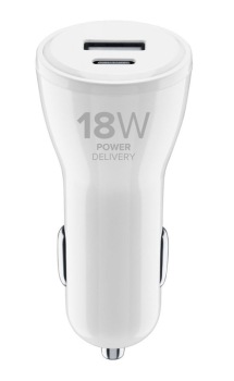 Adaptér do auta CellularLine USB, USB-C PD, 30W bílý CellularLine adaptér do auta, USB-C + USB