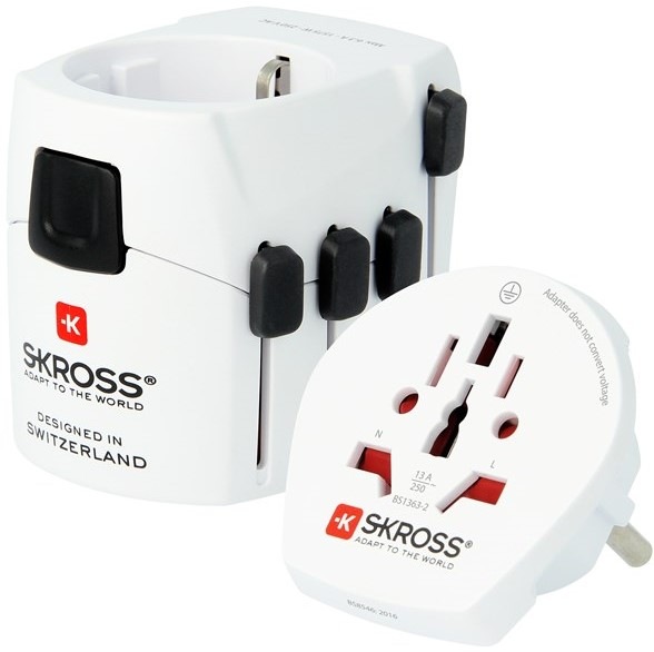 Cestovní adaptér SKROSS World, vč. adaptéru pro ostatní vidlice, univerzální - bílý