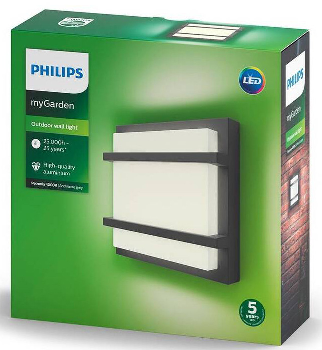 Nástěnné svítidlo Philips Petronia, LED, neutrální bílá - antracitové