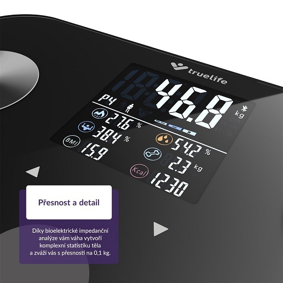 Osobní váha TrueLife FitScale W6 BT Black černá/sklo Osobní váha TrueLife FitScale W6 BT Black černá/sklo