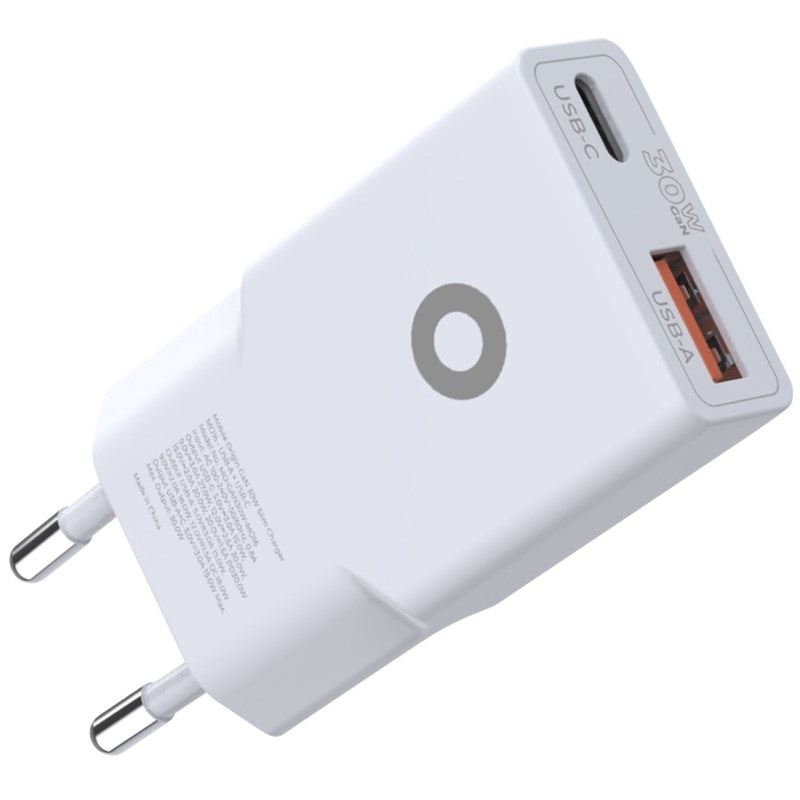 Nabíječka do sítě Mobile Origin Slim 1x USB-A/1x USB-C GaN 30W bílá