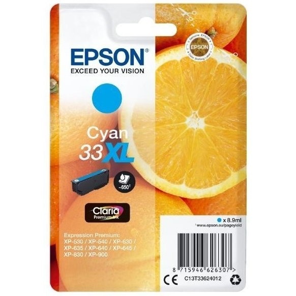 Inkoustová náplň Epson 33XL, 650 stran azurová