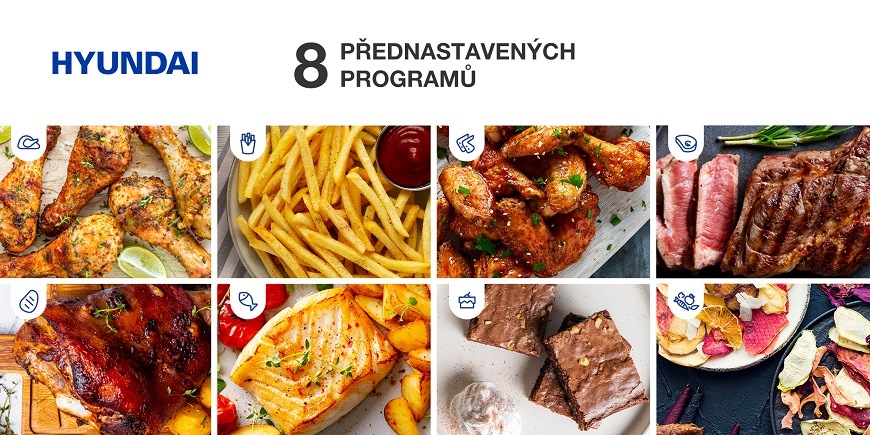 Horkovzdušná fritéza Hyundai, programy