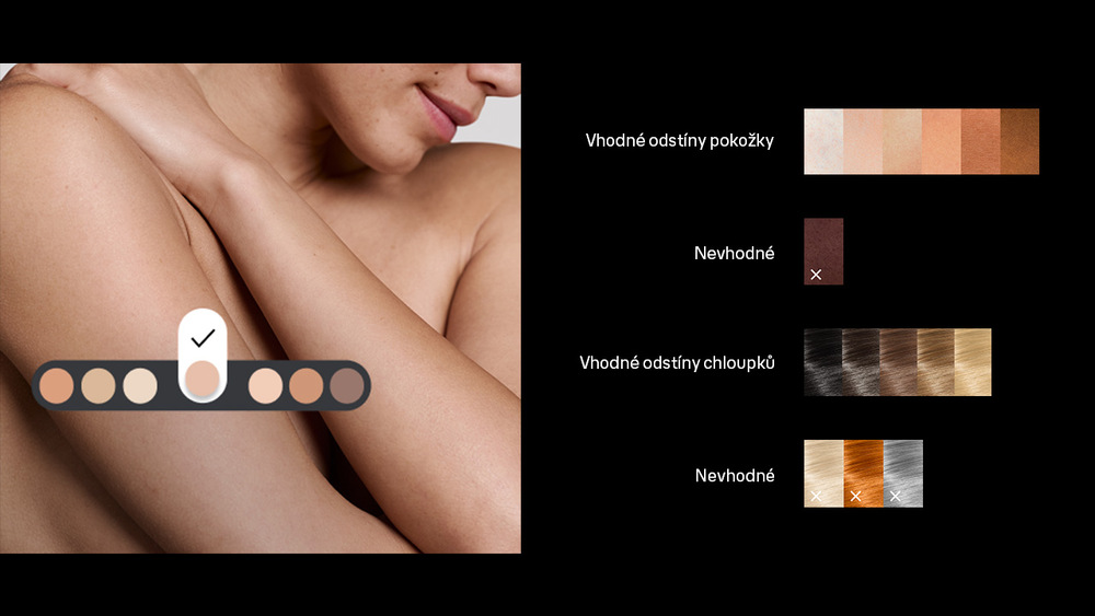 Odstíny pokožky vhodné pro ošetřování IPL Braun IPL5351 Silk·expert