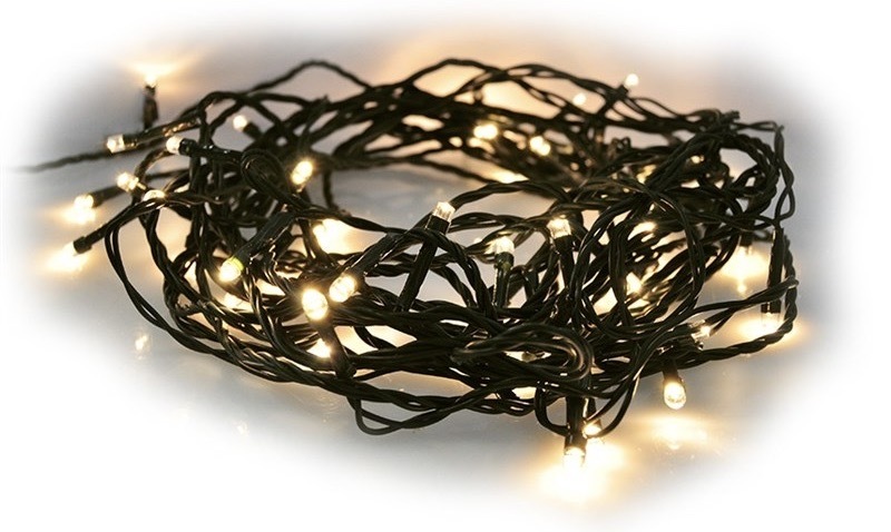 Vánoční osvětlení Solight řetěz, 200 LED, 20+5m, 8 funkcí, časovač, IP44, teplá bílá