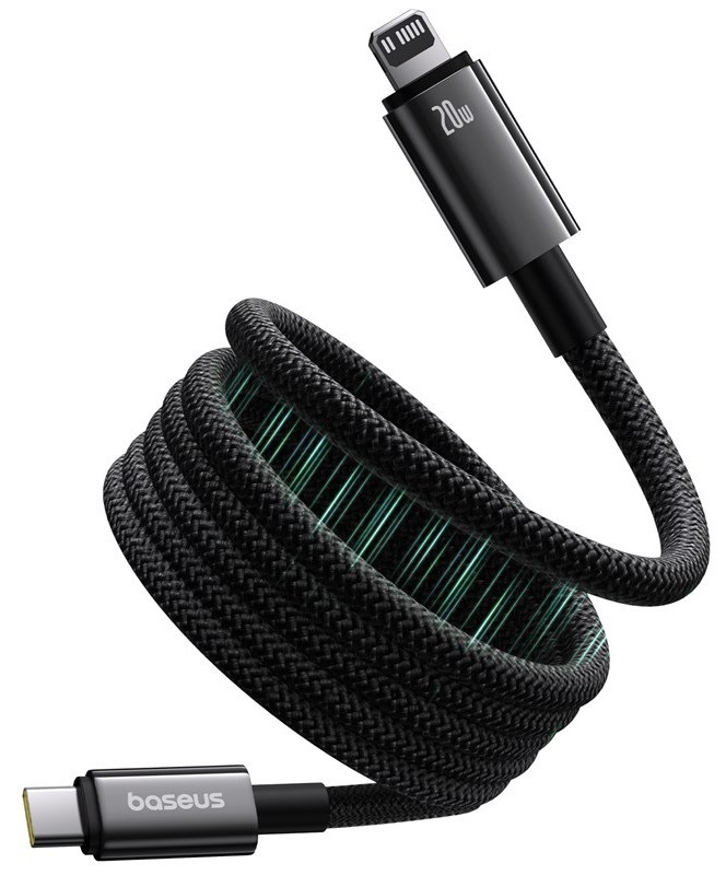 Kabel Baseus Tungsten USB-C/Lightning, 20W, 1m černý