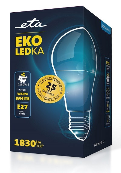 Žárovka LED ETA EKO LEDka klasik 18W, E27, teplá bílá