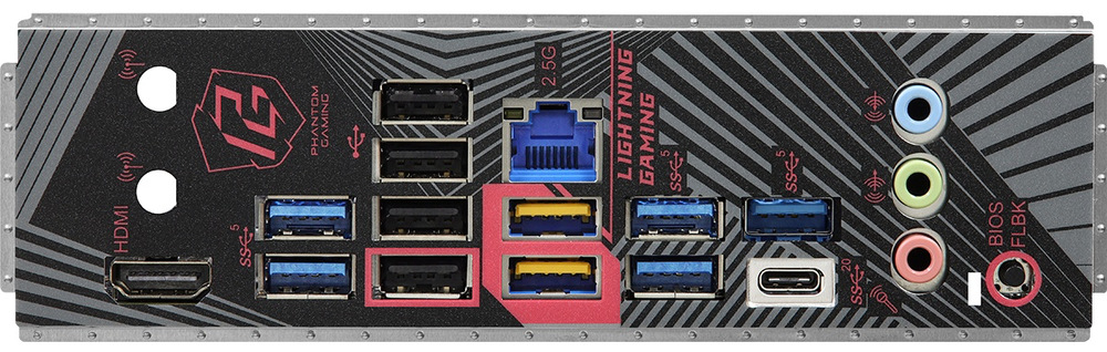 Základní deska ASRock B650 PG Lightning Pohled na zadní panel desky: USB-C 3.2 Gen2×2 (20 Gb/s), USB-C je připravené přes interní konektor pro přední panel skříně. K tomu je tu velká zásoba USB portů (včetně USB 3.2 Gen1 i USB 2.0), takže se obejdete bez rozbočovačů. Pro obraz je k dispozici HDMI 2.1 až 4K/120 Hz (vyžaduje CPU s iGPU), audio.