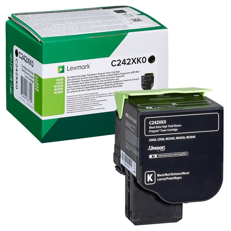 Toner Lexmark C242XK0, 6000 stran, pro C2425dw, C2535dw, MC2425adw, MC2535adwe, MC264 černý