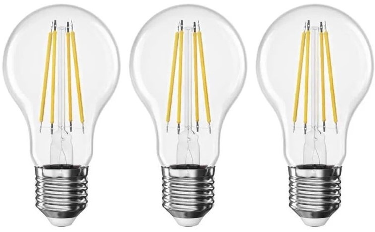 Žárovka LED EMOS Filament klasik, 3,8W, 806lm, E27, neutrální bílá, 3ks