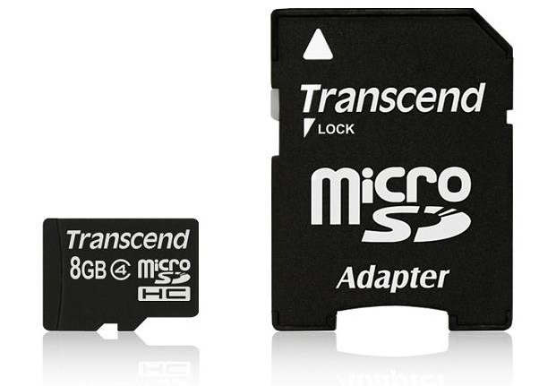 Paměťová karta Transcend MicroSDHC 8GB Class10 + adapter