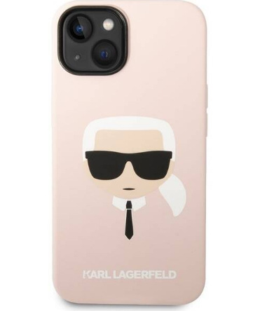 Kryt na mobil Karl Lagerfeld Liquid Silicone Karl Head na Apple iPhone 14 Plus růžový KLGKLHCP14MSLKHLP