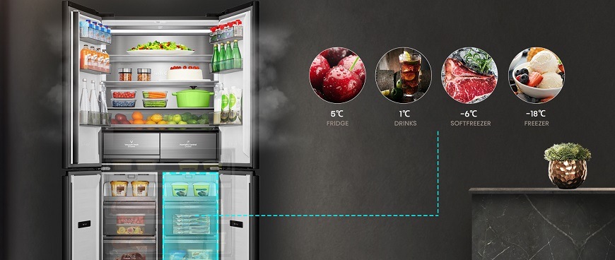 Americká chladnička Hisense RQ768N4GBE, černá, My Fresh Choice zone