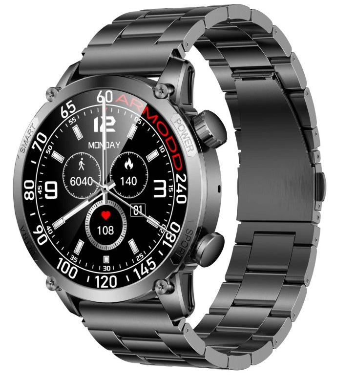 Chytré hodinky ARMODD Silentwatch 7 Pro GPS s kovovým řemínkem + silikonový řemínek černé