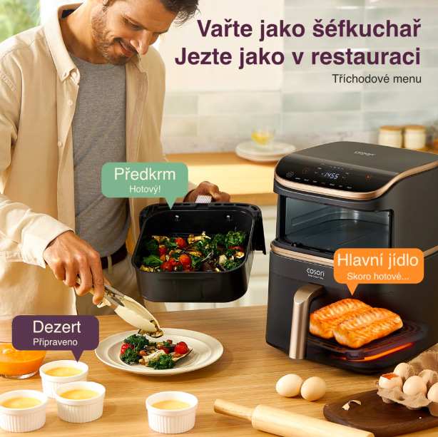 Fritéza horkovzdušná COSORI DC123S TurboTower Pro, 10,8 l černý Fritéza horkovzdušná Cosori DC123S TurboTower Pro, 10,8 l