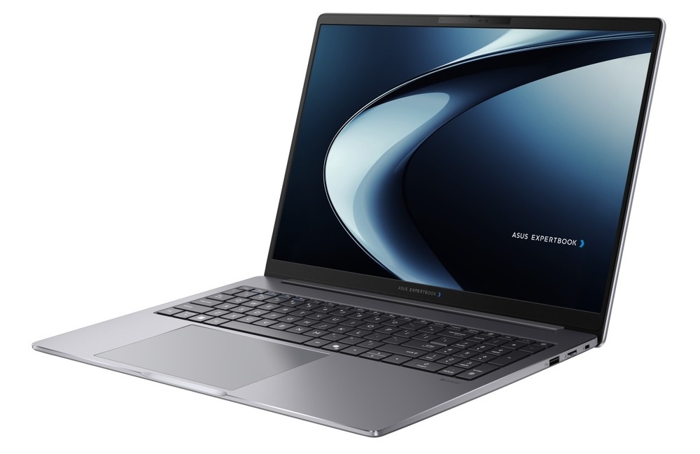 Notebook Asus ExpertBook P5 G2 šedý Notebook Asus ExpertBook P5 G2, šedá zapnutý, otevřený a otočený doleva