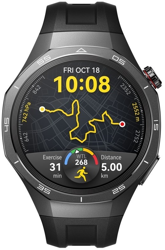 Chytré hodinky Huawei Watch GT 5 Pro 46 mm NFC - Black + Black Fluoroelastomer Strap