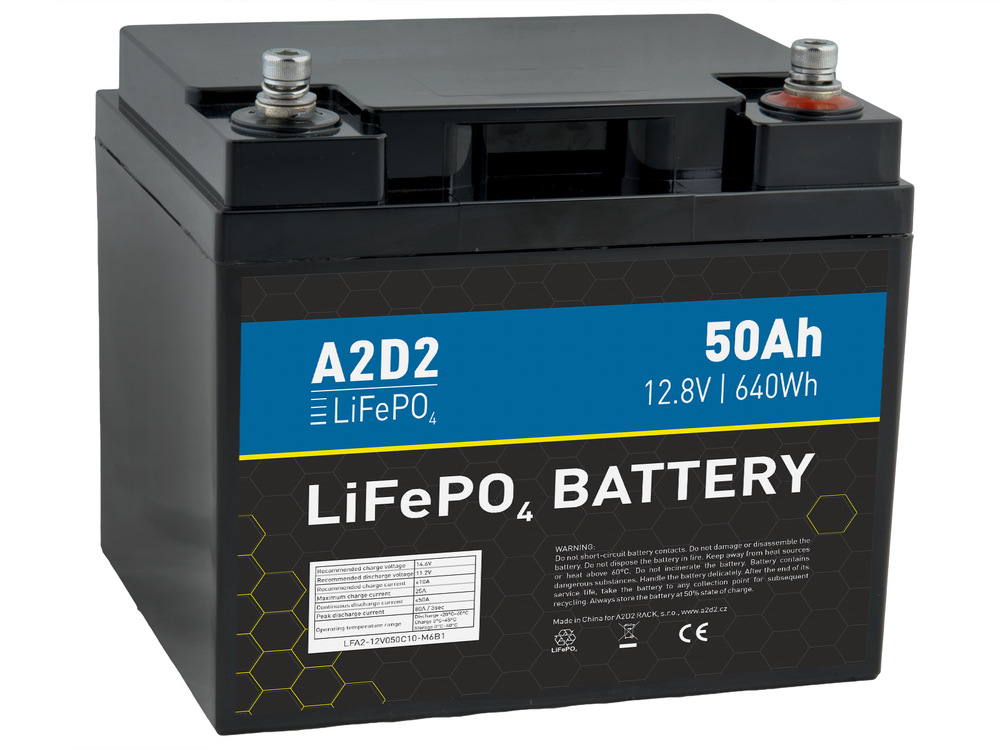 Akumulátor Avacom A2D2 baterie LiFePO4 12,8V 50Ah M6 (REPT cells) černý
