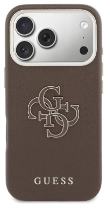 Kryt na mobil Guess PU Resin Logo na Apple iPhone 17 Pro Max - hnědý