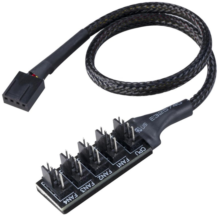 AKASA kabel FLEXA FP5H redukce pro ventilátory, 1x 4pin PWM na 5x 4pin PWM, 30cm