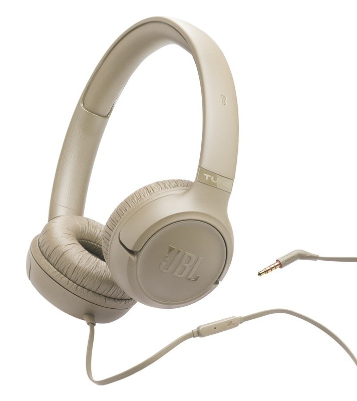 Sluchátka JBL Tune 530, Jack 3,5 mm, béžová barva.