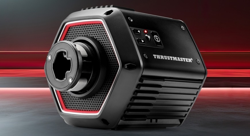 Základna Thrustmaster T818 Black Edition Direct Drive černá etail čelní části základny s RGB podsvícením
