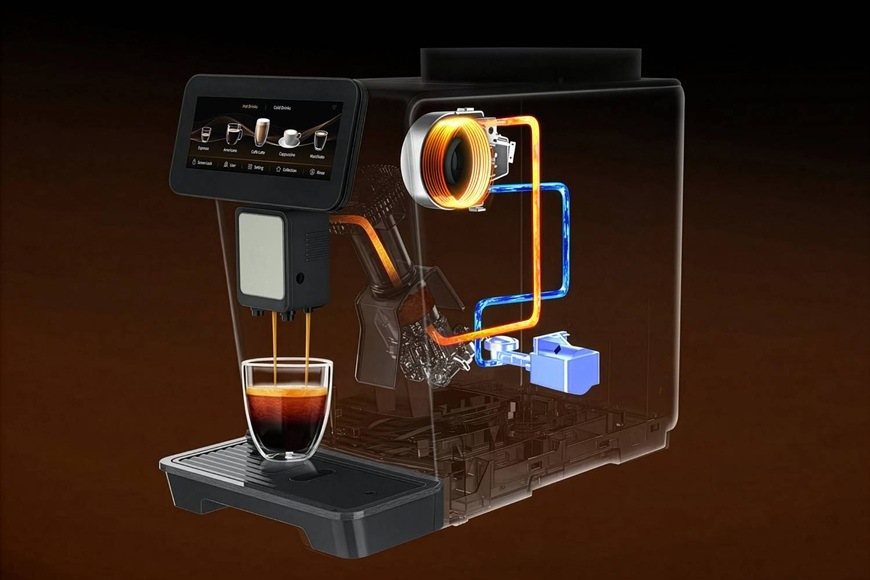 Graficky znázorněný ohřevný systém Thermoblock a čerpadlo.