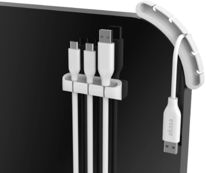 Držák AKASA Cable Cord Holder, 3x3-port + 2x5-port - bílý