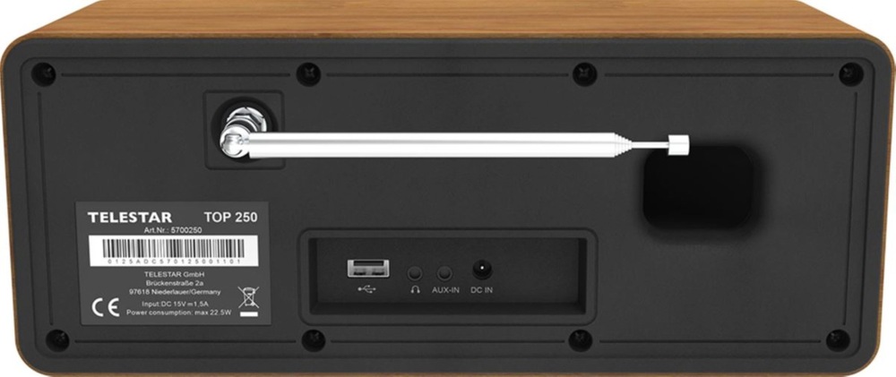 Internetové rádio s DAB+ Telestar TOP 250 zadní strana