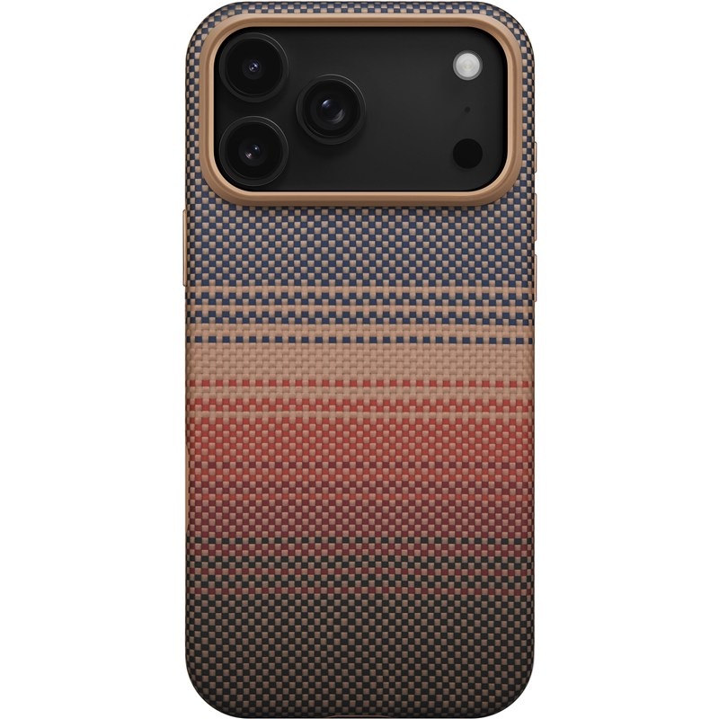 Kryt na mobil Pitaka Aramid UltraGuard Sunset na Apple iPhone 17 Pro Max - hnědý/oranžový