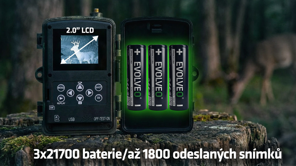 Fotopast Evolveo StrongVision LTE POWER maskáčová Pyšní se propracovanou konektivitou