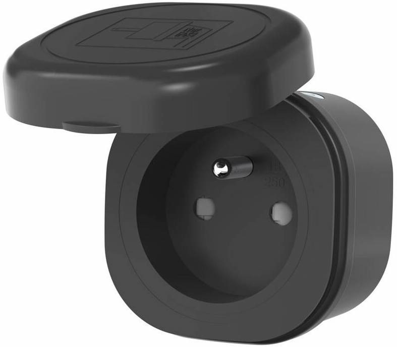 Chytrá zásuvka IMMAX NEO LITE Smart, venkovní, s kolíkem, typ E, IP44, Wi-Fi černá