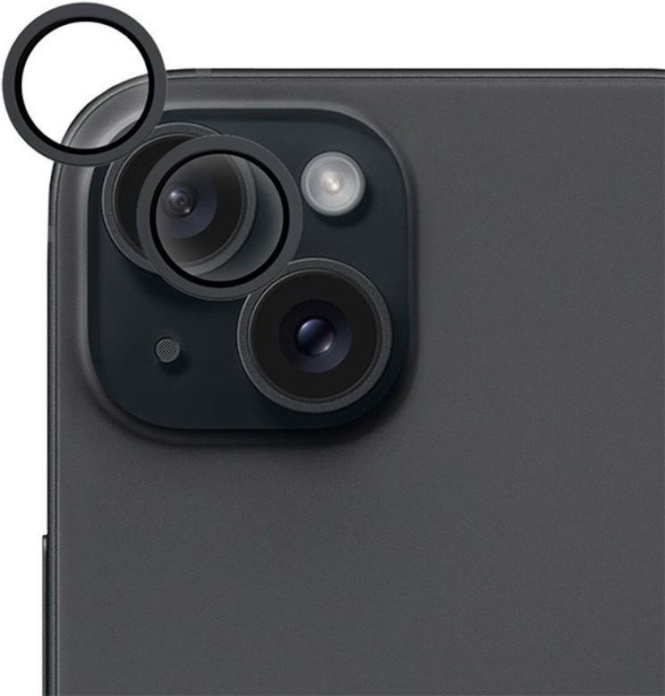 Ochranné sklo čočky fotoaparátu Epico Aluminium Lens Protector na Apple iPhone 15/15 Plus černé