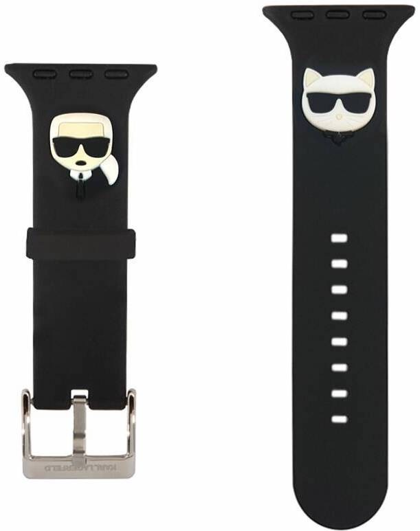 Řemínek Karl Lagerfeld Karl and Choupette na Apple Watch 42/44/45mm černý