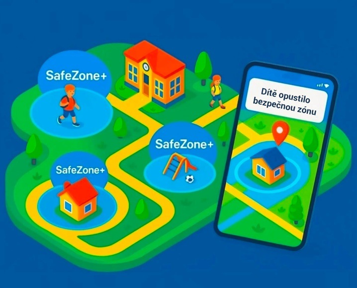 Chytré hodinky Carneo GuardKid+ 4G ULTRA 2nd gen. růžové Ilustrace obrázku s nastavením bezpečných zón.