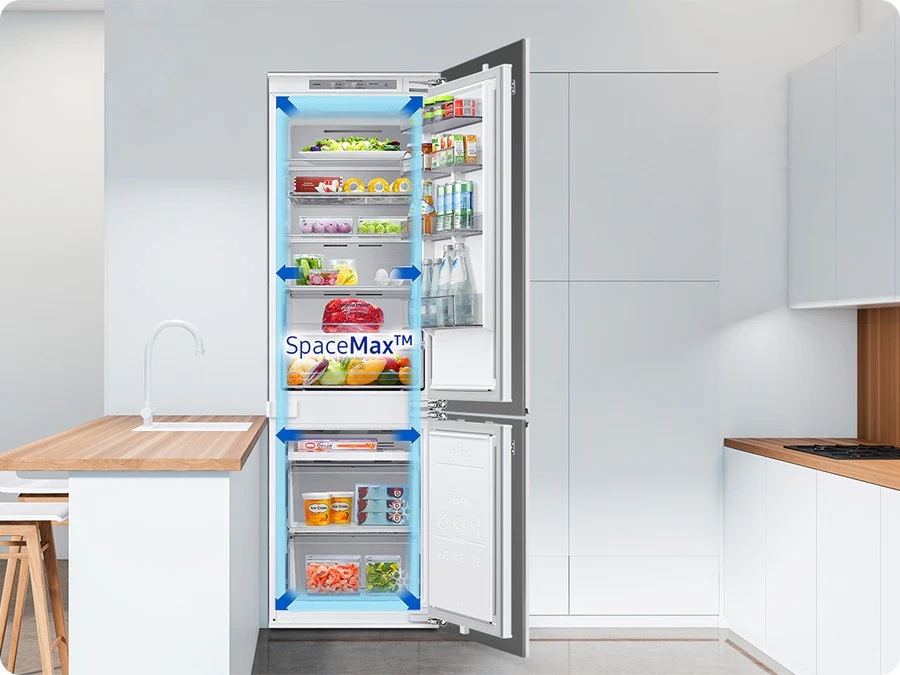 Chladnička s mrazničkou Samsung BRB80F26ADS0EO bílé Chladnička - otevřená lednice a mrazák se znázorněním systému SpaceMax