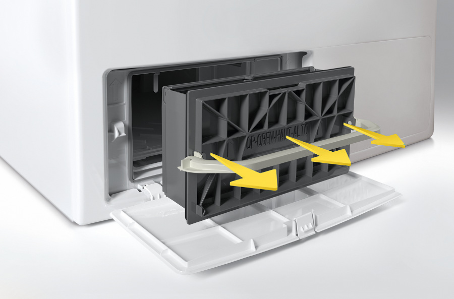 Sušička prádla Whirlpool WP A9X WBS EE bílá Sušička prádla Whirlpool WP A9X WBS EE, praktický přístup k filtrům easy cleaning na dně sušičky prádla