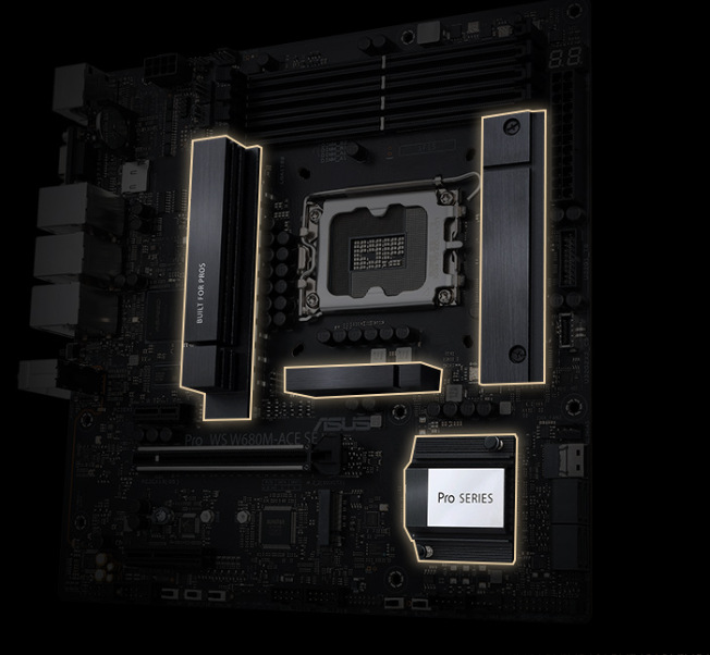 Základní deska Asus Pro WS W680M-ACE SE černá Asus Pro WS W680M-ACE SE spoléhá na vyspělé chlazení a napájení