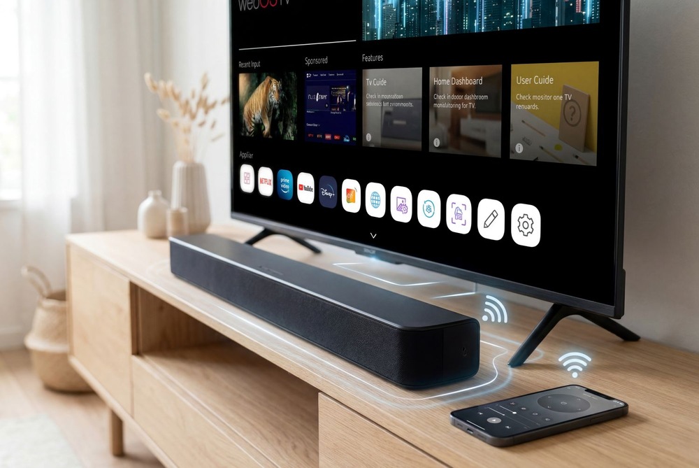 Televize Sencor SLE 43US804B Bezdrátové propojení televize Sencor SLE 43US804B s mobilním telefonem a audio zařízením pro snadné streamování.