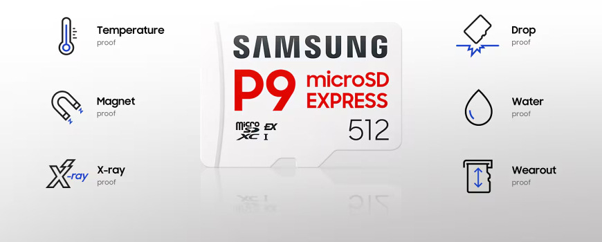 Paměťová karta Samsung 512GB P9 microSD Express bílá