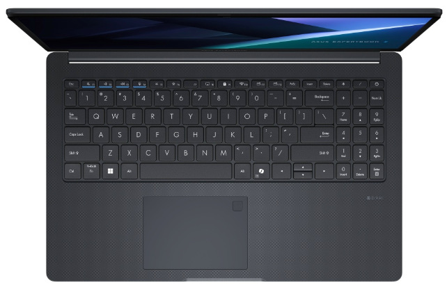 Notebook Asus ExpertBook B1 černý Horní pohled na klávesnici notebooku ASUS ExpertBook B1 s podsvícením