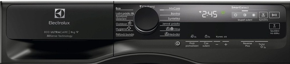 Sušička prádla Electrolux série 800 EW8D595RCDC ocel Ovládací panel sušičky Electrolux EW8D595RCDC řady 800 UltraCare