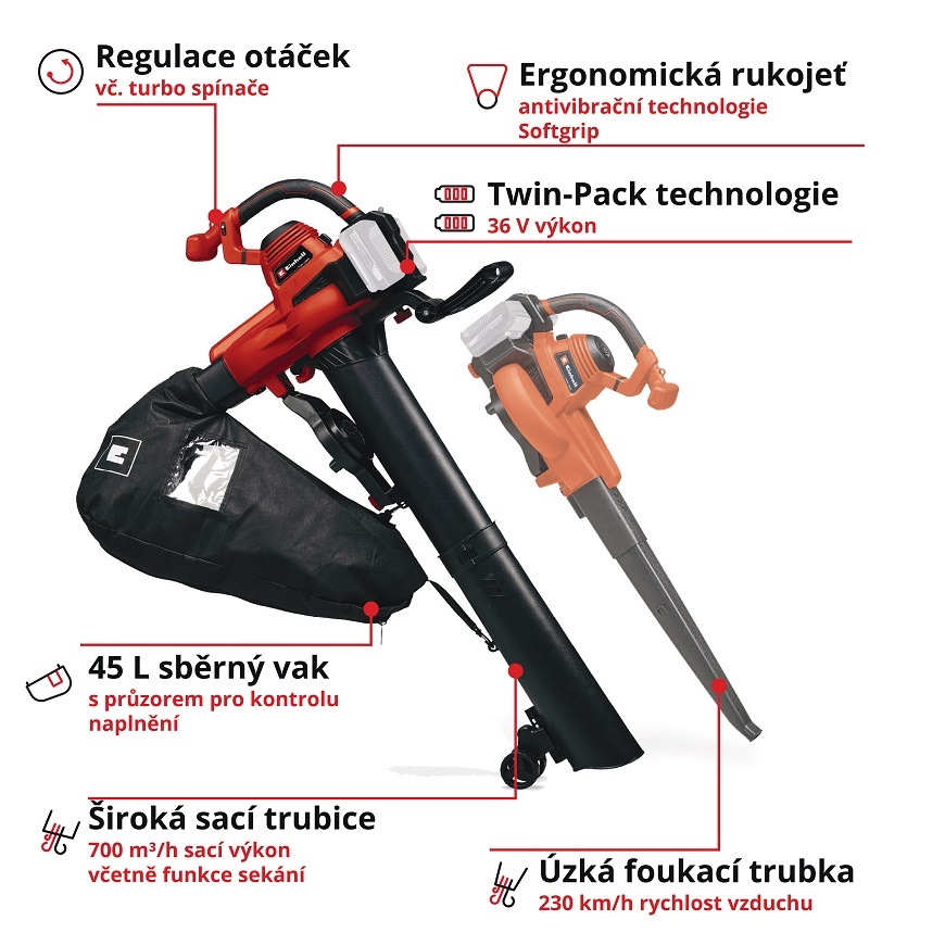 Vysavač listí Einhell GE-CL 36/230 Li E (bez baterie) 3433630 Vysavač listí Einhell GE-CL 36/230 Li E (bez baterie) 3433630