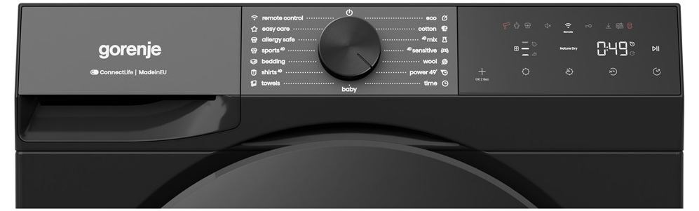 Sušička prádla Gorenje G400 DG48DB NatureDry černá Sušička Gorenje DG48DB NatureDry ovládací panel detail