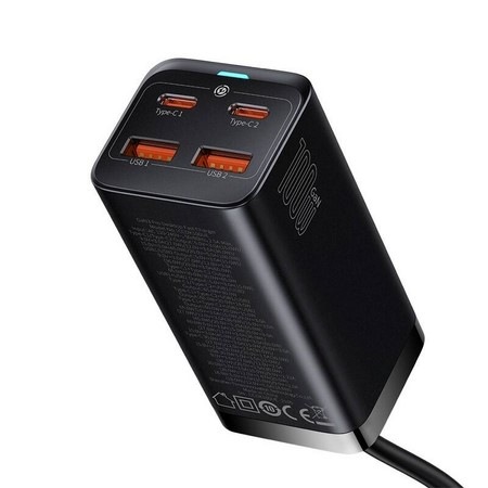 Nabíječka do sítě Baseus GaN3, 2x USB-A, 2x USB-C 100W černá