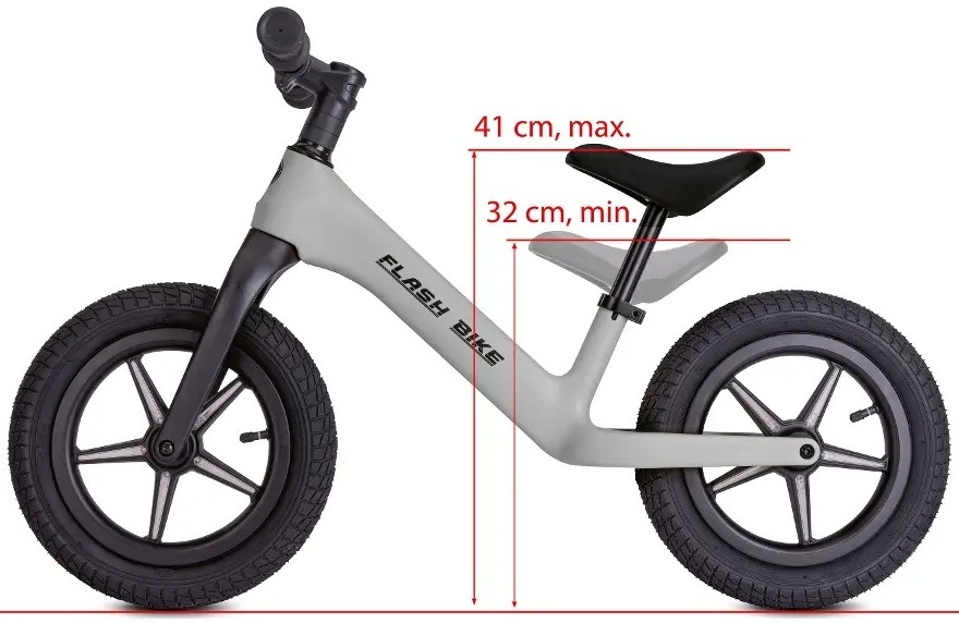 Odrážedlo Buddy Toys BPB 2516 žluté Pohled na odrážedlo Buddy Toys BPB 2516 Flash bike zleva s viditelnými rozměry