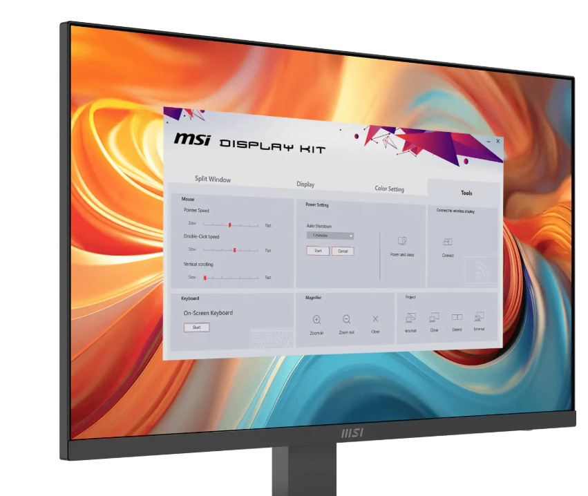 Monitor MSI Pro MP273 E14A černý MSI Pro MP273 E14A umožňuje vše doladit prostřednictvím nástroje Display Kit