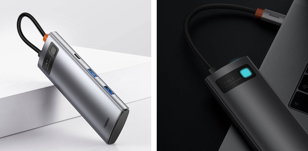 USB Hub Baseus Metal Gleam Series 7v1 HUB USB-C (USB-C PD 100W, USB-C, 2x USB 3.0, HDMI, SD/TF port) šedý Baseus Metal Gleam